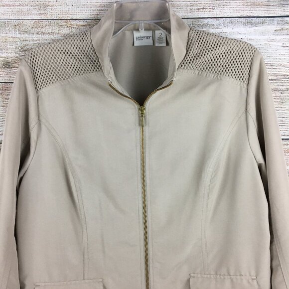 Chico's Zenergy Lightweight Jacket Long Sleeves Beige Tan - Picture 2 of 16